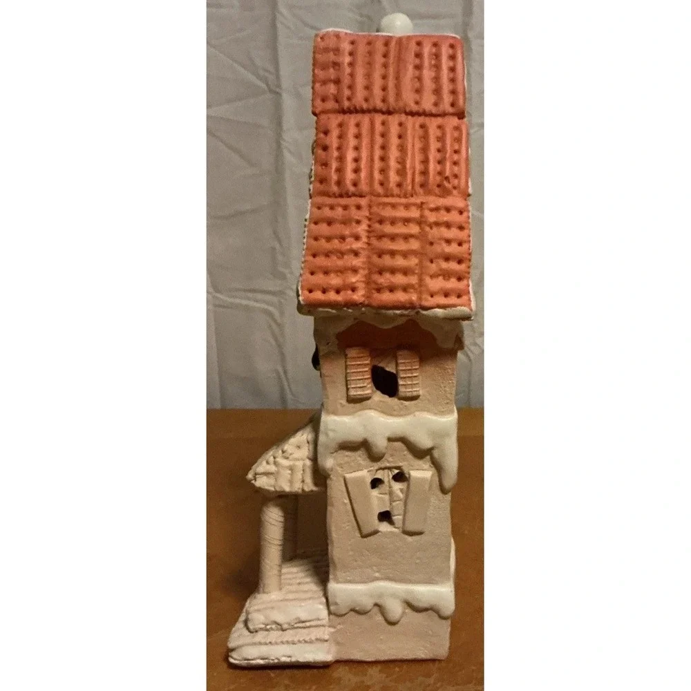 Halloween Gingerbread Pink Pastel Haunted House with Ghost 13.5 